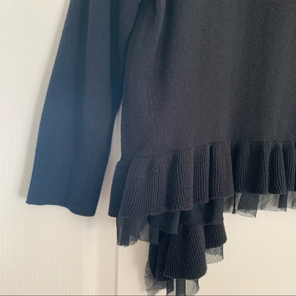 American Eagle Outfitters Vintage Black Cardigan with Ruffles at the hem - Picture 4 of 6